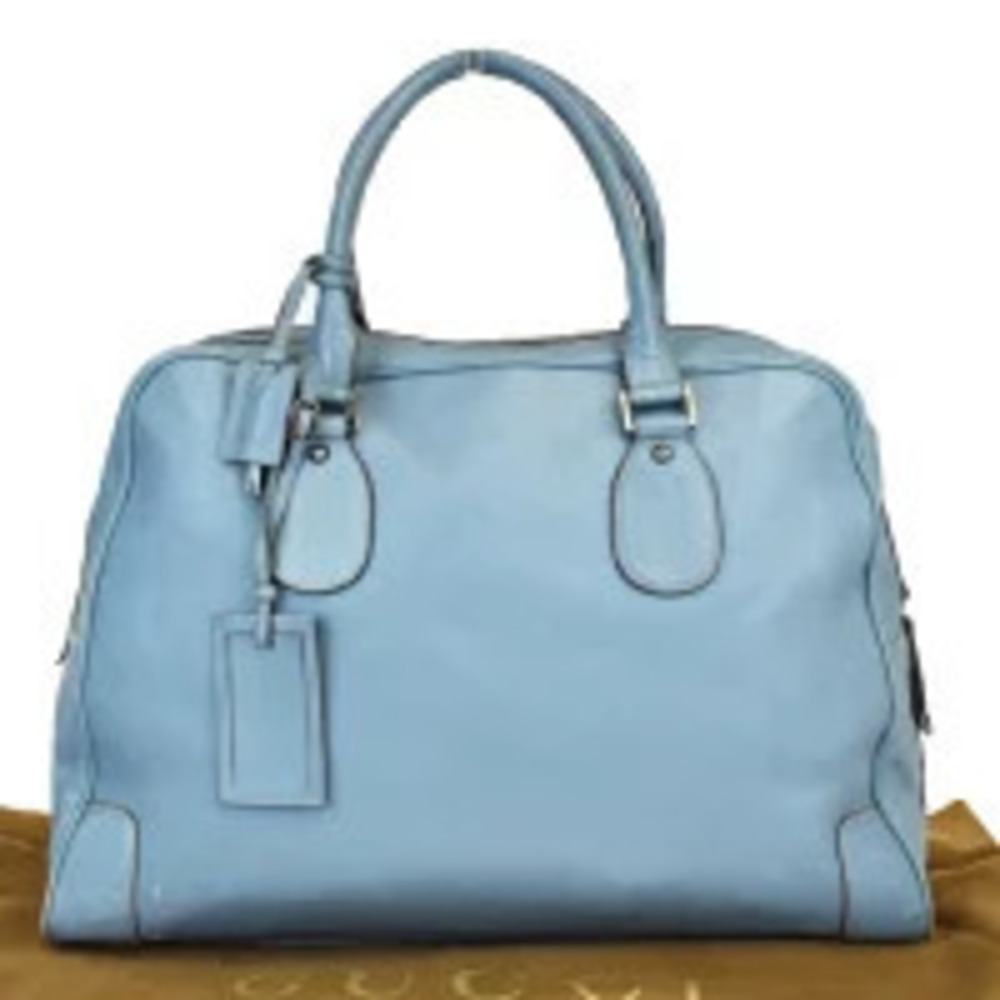 Gucci Boston Bag Handbag Shoulder Blue Leather